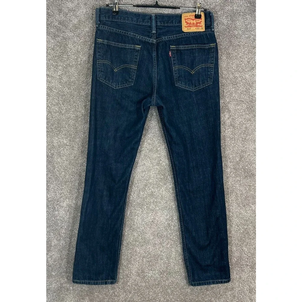 Levis 514 Jeans Mens 33X32‎ Blue Measures 32X30 Straight Leg Dark Wash